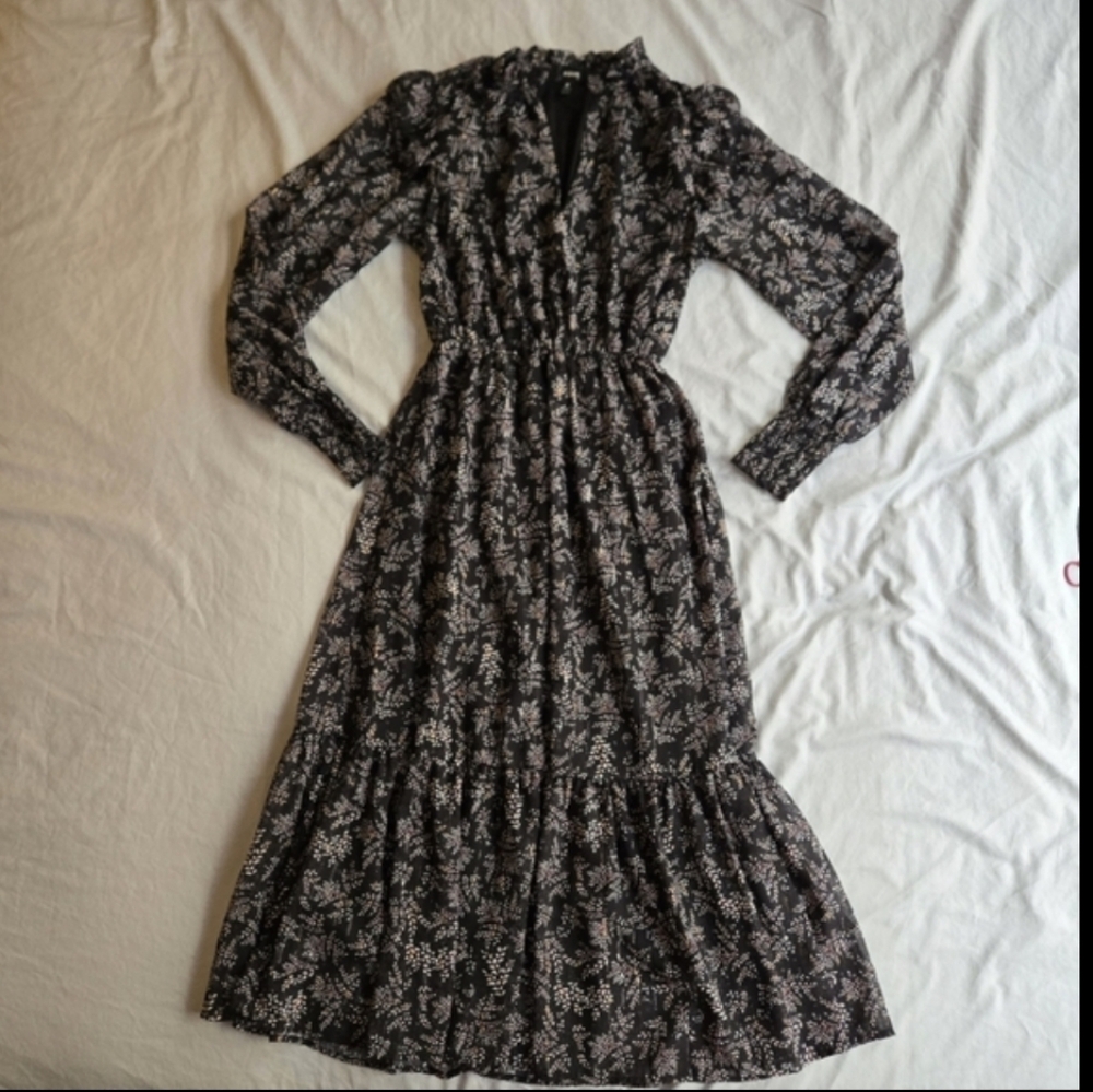 Aqua Black Floral Midi Dress - Picture 15 of 15